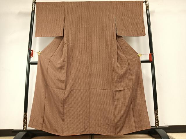 平和屋着物●上質な小紋　斜縞　正絹　逸品　AABD8680fy