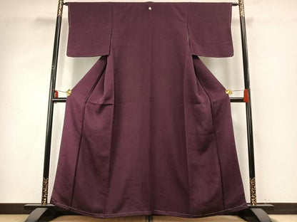 平和屋着物●上質な色無地　風景地紋　似せ紫色　正絹　逸品　未使用　AABD8681fy