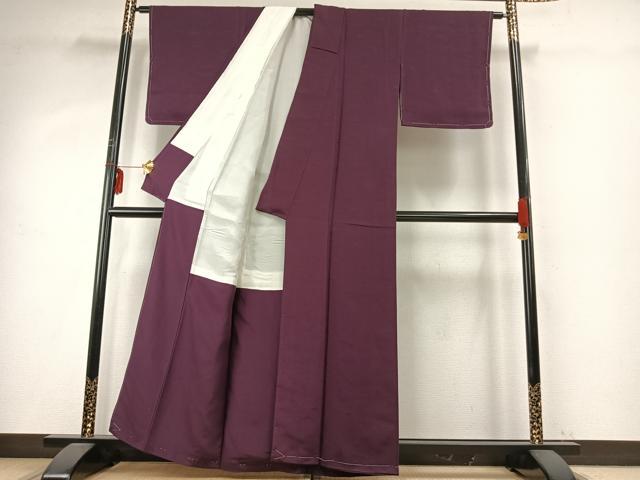 平和屋着物●上質な色無地　風景地紋　似せ紫色　正絹　逸品　未使用　AABD8681fy