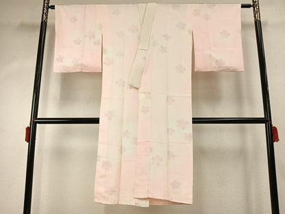 平和屋着物●長襦袢　袷　舞花文　銀彩　正絹　逸品　AABD8688fy