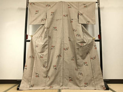 平和屋着物●小千谷紬 成り物 ロング丈 正絹 逸品 AABD8690fy