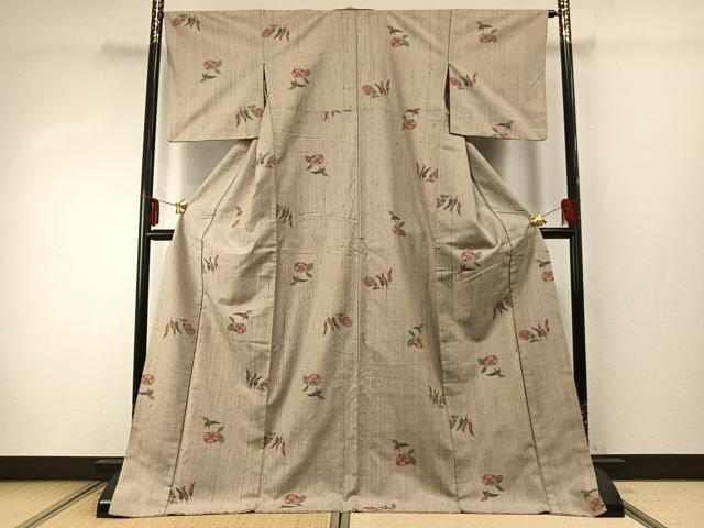 平和屋着物●小千谷紬 成り物 ロング丈 正絹 逸品 AABD8690fy
