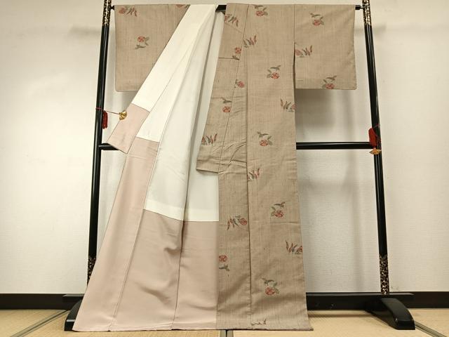 平和屋着物●小千谷紬 成り物 ロング丈 正絹 逸品 AABD8690fy