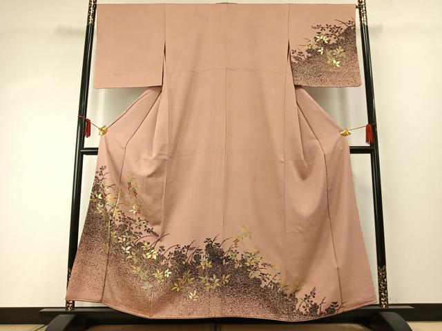 平和屋着物●訪問着　南天文　金彩　正絹　逸品　AABD8694fy
