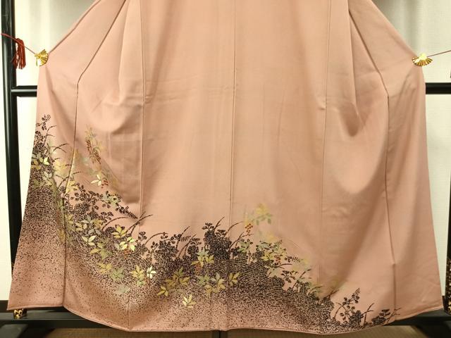 平和屋着物●訪問着　南天文　金彩　正絹　逸品　AABD8694fy