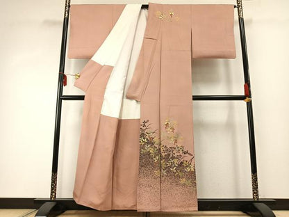 平和屋着物●訪問着　南天文　金彩　正絹　逸品　AABD8694fy
