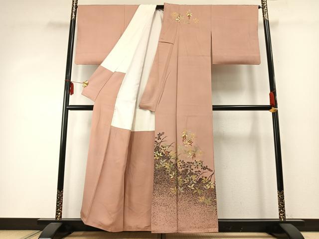 平和屋着物●訪問着　南天文　金彩　正絹　逸品　AABD8694fy