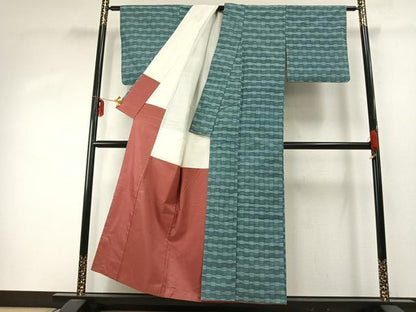 平和屋着物●上質な紬 格子 正絹 逸品 AABD8696fy