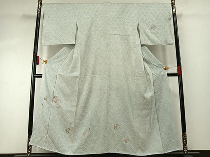 平和屋着物●訪問着　総絞り　刺繍　草花文　金糸　正絹　逸品　未使用　AABD8697fy