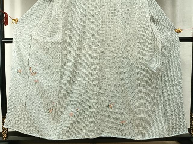 平和屋着物●訪問着　総絞り　刺繍　草花文　金糸　正絹　逸品　未使用　AABD8697fy
