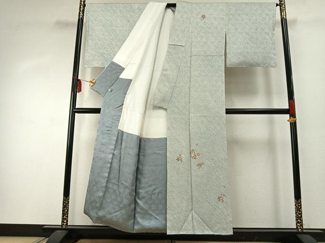 平和屋着物●訪問着　総絞り　刺繍　草花文　金糸　正絹　逸品　未使用　AABD8697fy