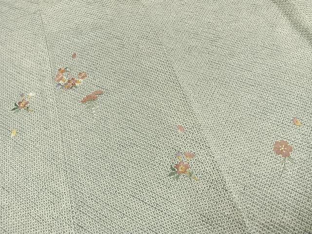 平和屋着物●訪問着　総絞り　刺繍　草花文　金糸　正絹　逸品　未使用　AABD8697fy