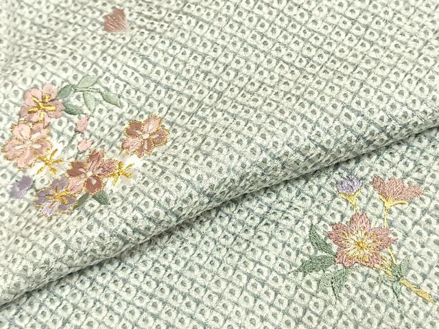 平和屋着物●訪問着　絞り　刺繍　草花文　金糸　正絹　逸品　AABH4138ph 平和屋着物○訪問着 総絞り 刺繍 草花文 金糸 正絹 逸品 未使用