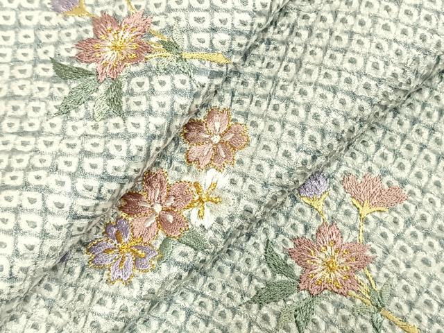 平和屋着物●訪問着　総絞り　刺繍　草花文　金糸　正絹　逸品　未使用　AABD8697fy