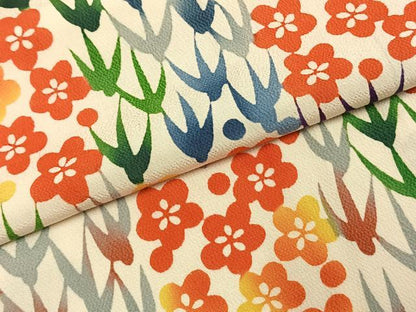 平和屋着物●上質な小紋　型染め　市松花文　鬼しぼ縮緬　正絹　逸品　AABD8698fy