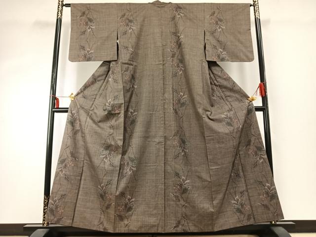 平和屋着物○本場大島紬 一元絣 草花文 正絹 逸品 AABD8711fy