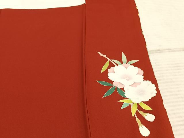 平和屋着物●豪華振袖　友禅　駒刺繍　枝花文　金彩　銀糸　正絹　逸品　AABD8713fy