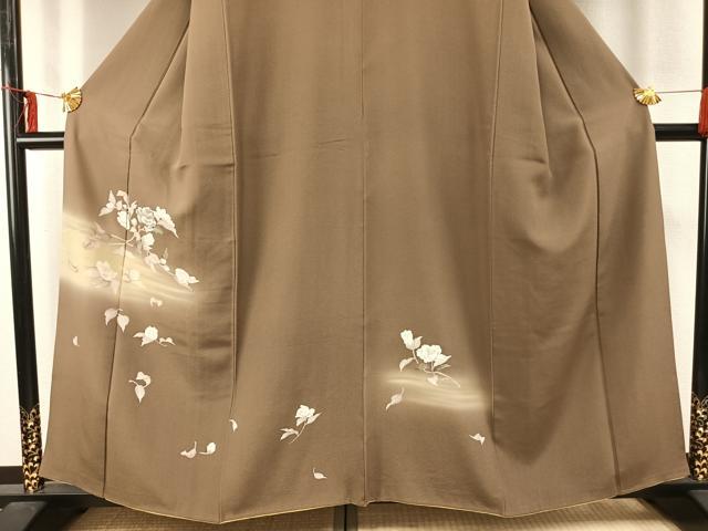 平和屋着物●訪問着　手描き　枝花文　暈し染め　正絹　逸品　AABD8718fy