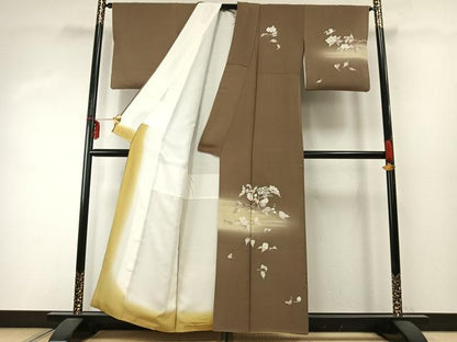 平和屋着物●訪問着　手描き　枝花文　暈し染め　正絹　逸品　AABD8718fy