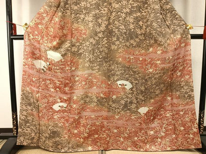 平和屋着物●訪問着　刺繍　地紙花文　金糸　金彩　正絹　逸品　AABD8719fy