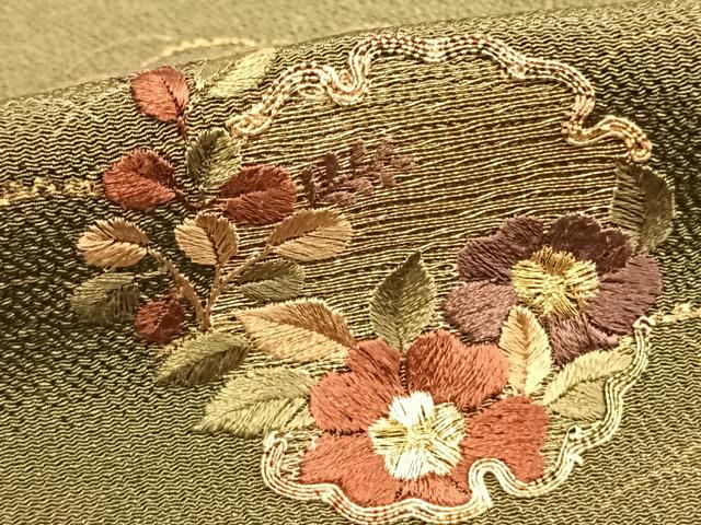 平和屋着物●訪問着　駒刺繍　雪輪花文　暈し染め　金糸　金彩　ロング丈　正絹　逸品　AABD8722fy