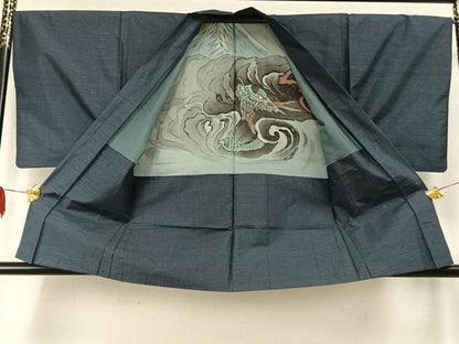 平和屋着物●男性 本場村山大島紬 アンサンブル 亀甲絣 正絹 逸品 AABD8725fy