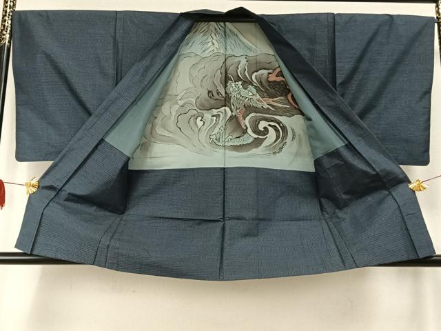 平和屋着物●男性 本場村山大島紬 アンサンブル 亀甲絣 正絹 逸品 AABD8725fy