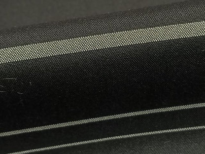 平和屋着物●上質な紬　横段文　黒地　正絹　逸品　AABD8730fy