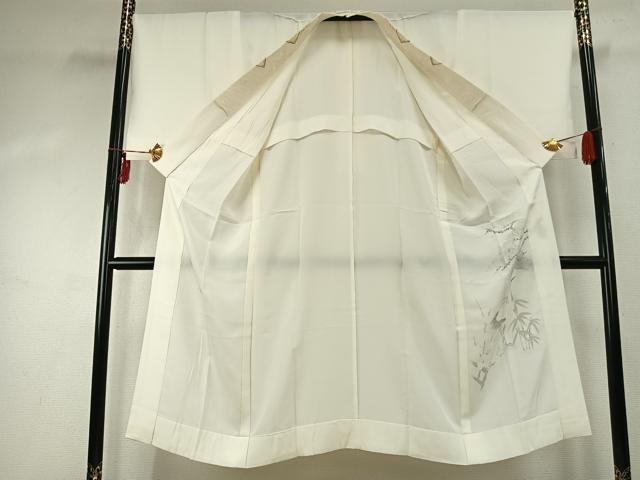 平和屋着物●長襦袢　無双仕立て　手描き　松竹梅　鶴　半衿刺繍　正絹　逸品　AABD8732fy