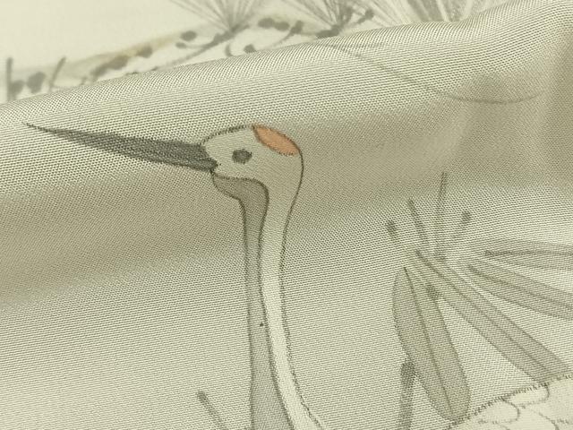平和屋着物●長襦袢　無双仕立て　手描き　松竹梅　鶴　半衿刺繍　正絹　逸品　AABD8732fy