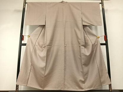 平和屋着物●花織　紬　菱繋ぎ　正絹　逸品　未使用　AABD8736fy
