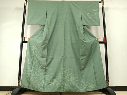 平和屋着物●訪問着　紬地　芝文　松坂屋扱い　正絹　逸品　AABD8740fy