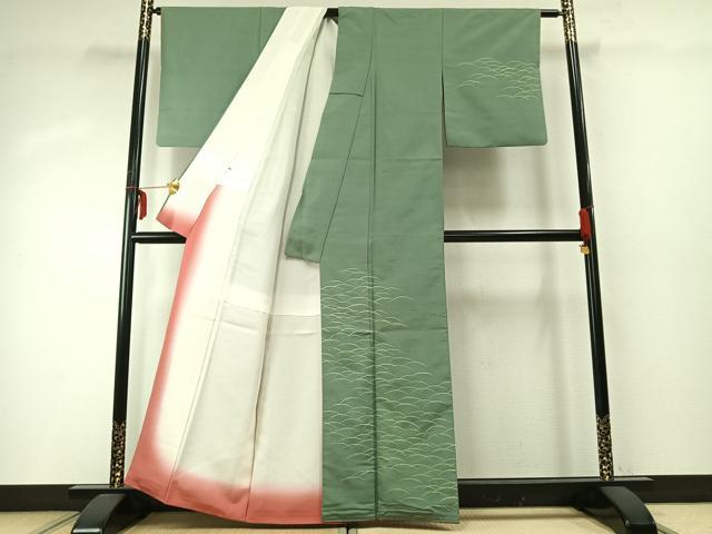 平和屋着物●訪問着　紬地　芝文　松坂屋扱い　正絹　逸品　AABD8740fy