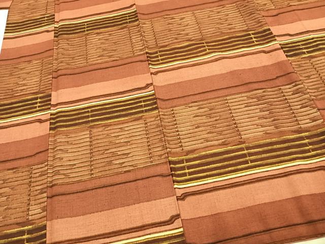 平和屋着物●上質な紬　横段文　正絹　逸品　AABD8741fy