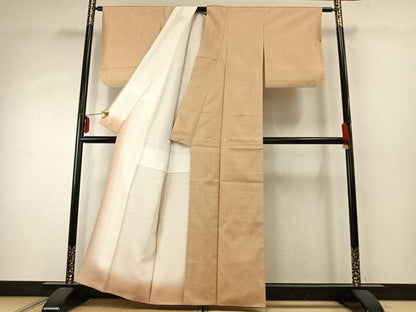 平和屋着物●上質な紬　格子　正絹　逸品　AABD8742fy