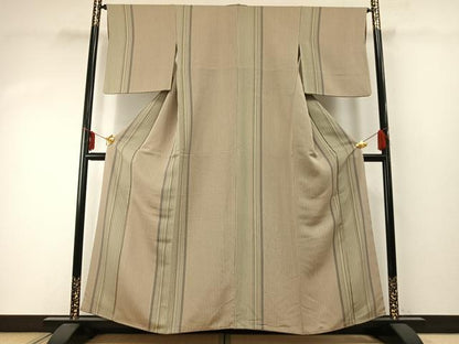 平和屋着物●上質な小紋　縞　正絹　逸品　AABD8745fy