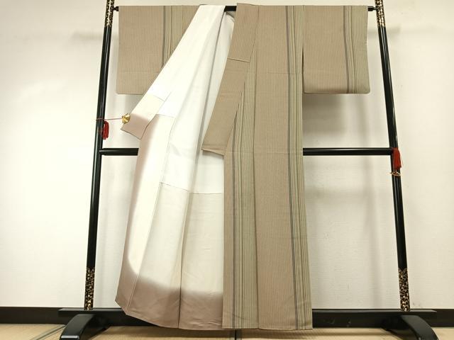 平和屋着物●上質な小紋　縞　正絹　逸品　AABD8745fy