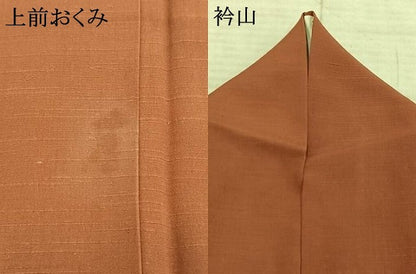 平和屋着物●上質な紬　色無地　煉瓦色　正絹　逸品　AABD8747fy