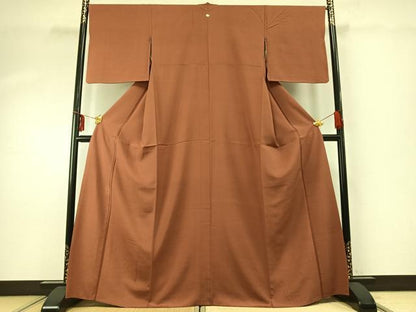 平和屋着物●上質な紬　色無地　煉瓦色　正絹　逸品　AABD8747fy