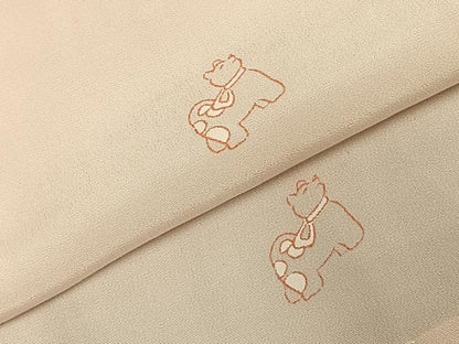 平和屋着物●長襦袢　無双仕立て　犬　正絹　逸品　AABD8750fy