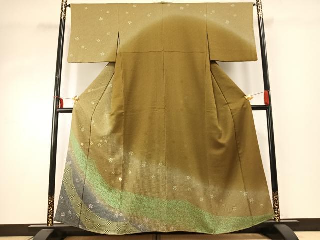 平和屋着物●訪問着　駒刺繍　舞花文　暈し染め　正絹　逸品　AABD8765fy