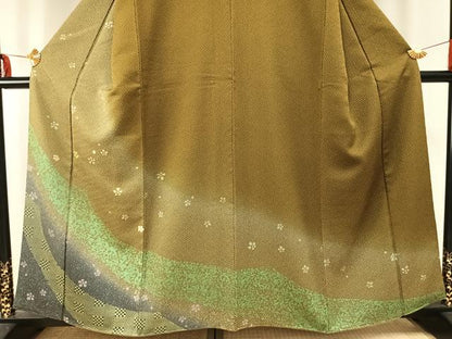 平和屋着物●訪問着　駒刺繍　舞花文　暈し染め　正絹　逸品　AABD8765fy