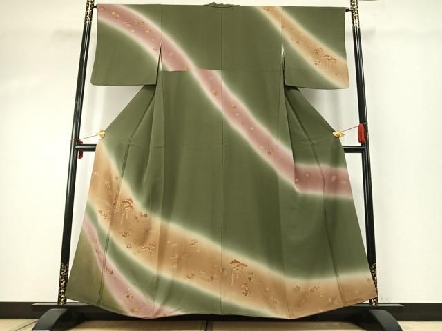 平和屋着物●訪問着 草花文 暈し染め 金彩 正絹 逸品 AABD8770fy