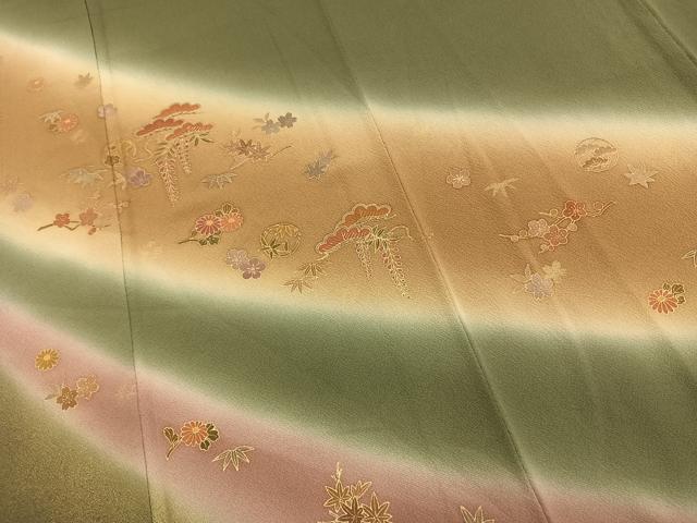 平和屋着物●訪問着 草花文 暈し染め 金彩 正絹 逸品 AABD8770fy