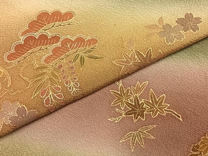 平和屋着物●訪問着 草花文 暈し染め 金彩 正絹 逸品 AABD8770fy