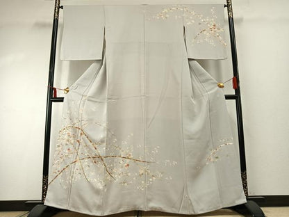 平和屋着物●訪問着 友禅 駒刺繍 熨斗枝花文 金彩 正絹 逸品 AABD8774fy