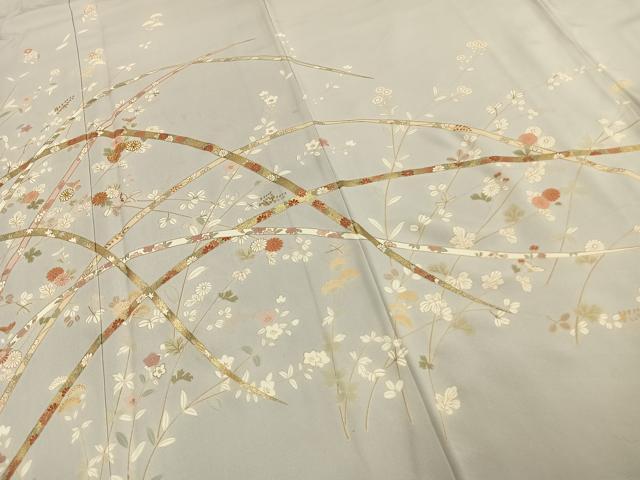 平和屋着物●訪問着 友禅 駒刺繍 熨斗枝花文 金彩 正絹 逸品 AABD8774fy