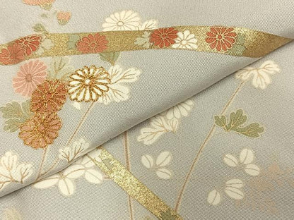 平和屋着物●訪問着 友禅 駒刺繍 熨斗枝花文 金彩 正絹 逸品 AABD8774fy