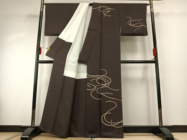 平和屋着物●訪問着 友禅 組紐文様 金糸 金彩 正絹 逸品 AABD8788fy
