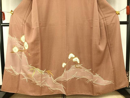 平和屋着物●訪問着　駒刺繍　枝花文　金彩　金通し地　正絹　逸品　AABD8795fy